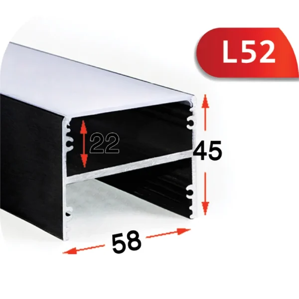 پروفیل لاینر چهار لاین مدل روکار L52